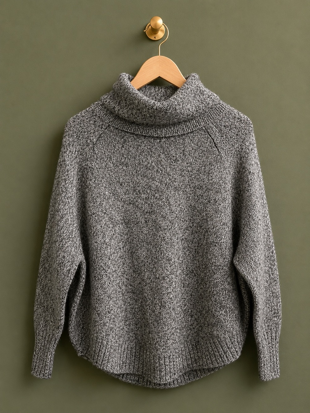 Leo & Nicole Gray Marled Cowl Neck Sweater XS Cozy Knit Pullover